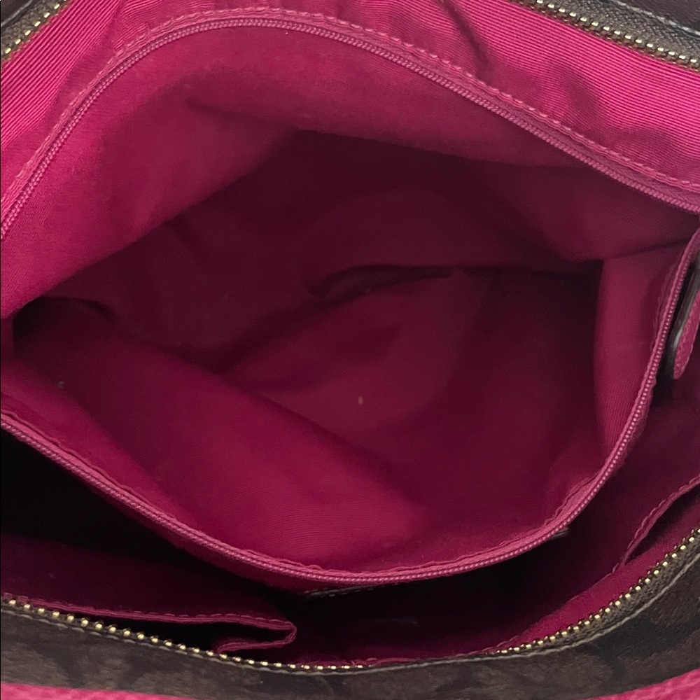 Coach City Tote Bag in Signature Coated Canvas with magenta leather accents - Picture 13 of 16